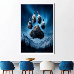Celestial Wolf Paw Over Peaks - NicheCanvas