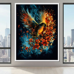 Flaming Phoenix Floral Burst - NicheCanvas
