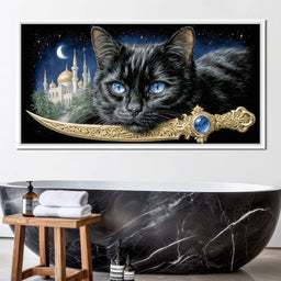 Moonlit Panther Of Golden Minarets - NicheCanvas