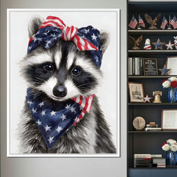 Patriotic Raccoon Portrait - NicheCanvas
