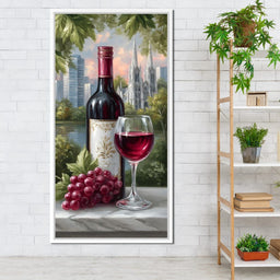 Wine Reflections Cityscape Elegance - NicheCanvas
