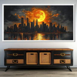 Golden Cityscape Nocturne - NicheCanvas