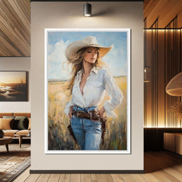 Cowgirl's Sunlit Respite - NicheCanvas