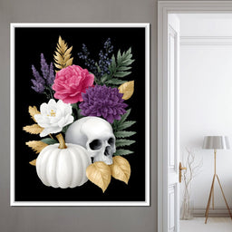 Gothic Floral Skull Elegance - NicheCanvas