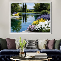 Garden Reflection Tranquil Pond - NicheCanvas