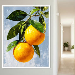 Sunlit Oranges On Branch - NicheCanvas