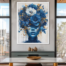 Sapphire Bloom Silhouette - NicheCanvas