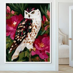 Owl Garden Bloom Portrait - NicheCanvas