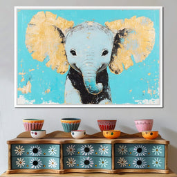 Elephant on Aqua Canvas - NicheCanvas