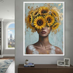 Sunflower Head Spring Portrait - NicheCanvas
