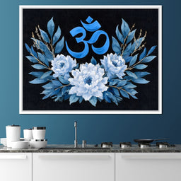 Om Blue Lotus Floral Mandala - NicheCanvas
