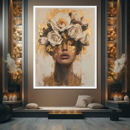 Golden Petal Visage - NicheCanvas