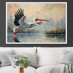 Ethereal Pelican's Graceful Glide - NicheCanvas