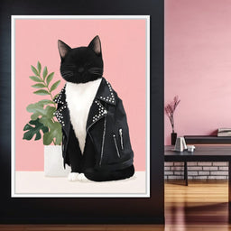 Rebel Feline Fashion Portrait - NicheCanvas