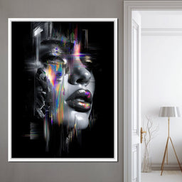 Neon Spectrum Glitch Portrait - NicheCanvas