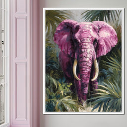 Magenta Elephant Jungle Glory - NicheCanvas