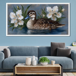 Duck Tranquility Among Petals - NicheCanvas