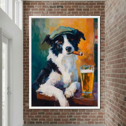 Cigar Dog Pub Portrait Oil - NicheCanvas