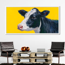 Bovine Dreams on Bright Yellow - NicheCanvas