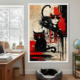 Cool Cats Red Shades Duo - NicheCanvas