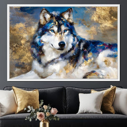 Sapphire Wolf Gold Radiance - NicheCanvas