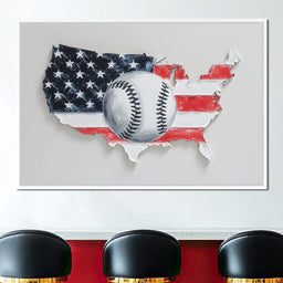 Patriotic Baseball USA Map Tribute - NicheCanvas
