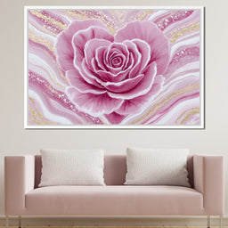 Rose Petal Heart Glow Gold - NicheCanvas