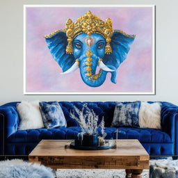 Ornate Blue Elephant Majesty - NicheCanvas