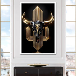 Golden Bull Deco Skull Majesty - NicheCanvas
