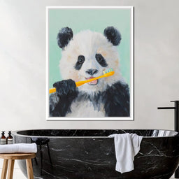 Playful Panda Toothbrush Moment - NicheCanvas