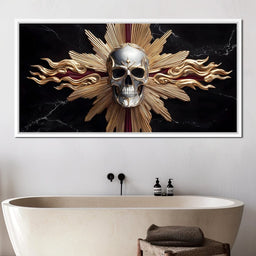 Radiant Skull of Golden Flame - NicheCanvas