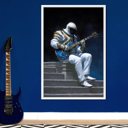 Celestial Guitarist on Lunar Steps - NicheCanvas