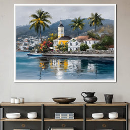 Tropical Harbor Church View - NicheCanvas