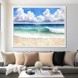 Ocean Waves Sunlit Horizon - NicheCanvas