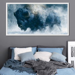 Roaming Buffalo In Cold Winter Plains - NicheCanvas