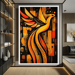 Phoenix in Golden Auras - NicheCanvas