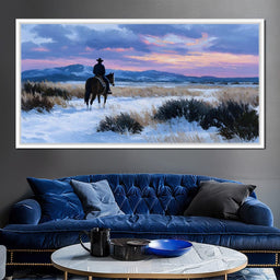 Western Rider at Snowy Dawn - NicheCanvas
