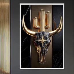 Golden Bull Skull Desert Icon - NicheCanvas