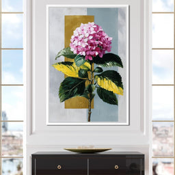 Pink Hydrangea Gold Panel - NicheCanvas