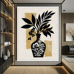 Botanical Vase Silhouette Gold - NicheCanvas