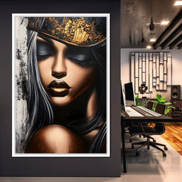 Golden Dreams Portrait Elegance - NicheCanvas