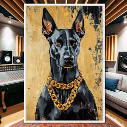 Bold Dog in Gold - NicheCanvas