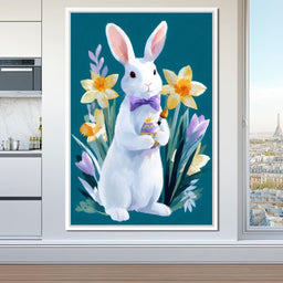 Easter Bunny With Daffodils - NicheCanvas