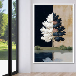 Dual Seasons Reflected Tree - NicheCanvas