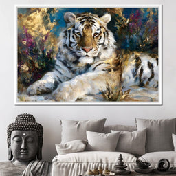 Golden White Tiger Reverie - NicheCanvas