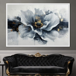 Golden Flecks on Monochrome Petals - NicheCanvas