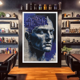Cobalt Labyrinth Mindscape - NicheCanvas