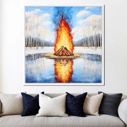 Winter Flames Reflecting - NicheCanvas