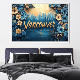 Golden Blooms Vancouver Cityscape - NicheCanvas