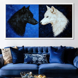 Celestial Wolves Starlit Encounter - NicheCanvas
